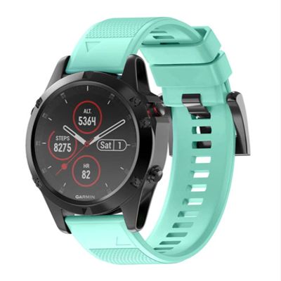 KFAA Silicone 26mm 22mm Quick Release Watchband Wriststrap For Garmin Fenix 7 7X 5X 5 Plus 3 3HR S60 Watch Easyfit Watch Wrist Band (Color : Teal, Size : Fenix 7X)