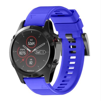 KFAA Silicone 26mm 22mm Quick Release Watchband Wriststrap For Garmin Fenix 7 7X 5X 5 Plus 3 3HR S60 Watch Easyfit Watch Wrist Band (Color : Lake Blue, Size : 26mm Fenix 5X 3 3HR)