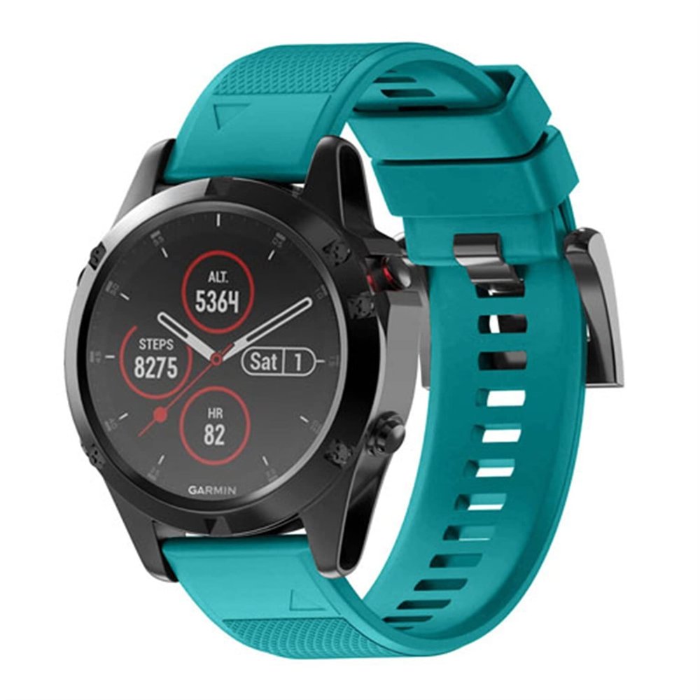 KFAA Silicone 26mm 22mm Quick Release Watchband Wriststrap For Garmin Fenix 7 7X 5X 5 Plus 3 3HR S60 Watch Easyfit Watch Wrist Band (Color : Blue Green, Size : 26mm Fenix 5X 3 3HR)