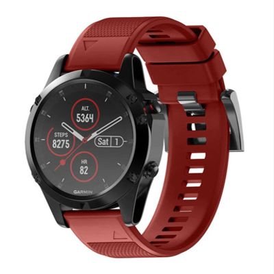 KFAA Silicone 26mm 22mm Quick Release Watchband Wriststrap For Garmin Fenix 7 7X 5X 5 Plus 3 3HR S60 Watch Easyfit Watch Wrist Band (Color : Red, Size : 20MMFenix 5S 5S Plus)