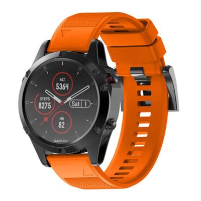 KFAA Silicone 26mm 22mm Quick Release Watchband Wriststrap For Garmin Fenix 7 7X 5X 5 Plus 3 3HR S60 Watch Easyfit Watch Wrist Band (Color : Orange, Size : Fenix 7X)