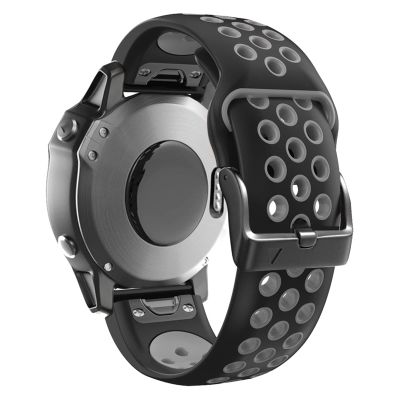 KFAA 26 22MM Watchband Strap for Garmin Fenix 7 7X 6 6X Pro Fenix 5X 5 3 3HR S60 MK1 Watch Quick Release Silicone Easyfit Wrist Band Strap (Color : Black Gray, Size : Forerunner 935 945)