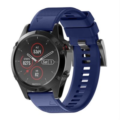 KFAA Silicone 26mm 22mm Quick Release Watchband Wriststrap For Garmin Fenix 7 7X 5X 5 Plus 3 3HR S60 Watch Easyfit Watch Wrist Band (Color : Dark Blue, Size : Fenix 7X)