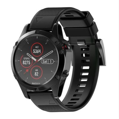KFAA Silicone 26mm 22mm Quick Release Watchband Wriststrap For Garmin Fenix 7 7X 5X 5 Plus 3 3HR S60 Watch Easyfit Watch Wrist Band (Color : Black, Size : Fenxi 7)