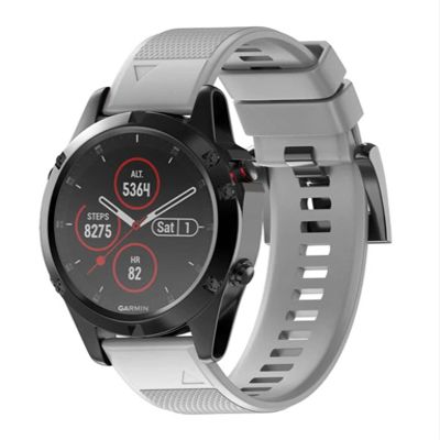 KFAA Silicone 26mm 22mm Quick Release Watchband Wriststrap For Garmin Fenix 7 7X 5X 5 Plus 3 3HR S60 Watch Easyfit Watch Wrist Band (Color : Gray, Size : 20MMFenix 5S 5S Plus)