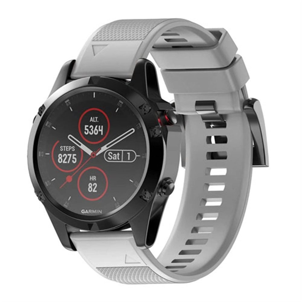 KFAA Silicone 26mm 22mm Quick Release Watchband Wriststrap For Garmin Fenix 7 7X 5X 5 Plus 3 3HR S60 Watch Easyfit Watch Wrist Band (Color : Gray, Size : 20MMFenix 5S 5S Plus)