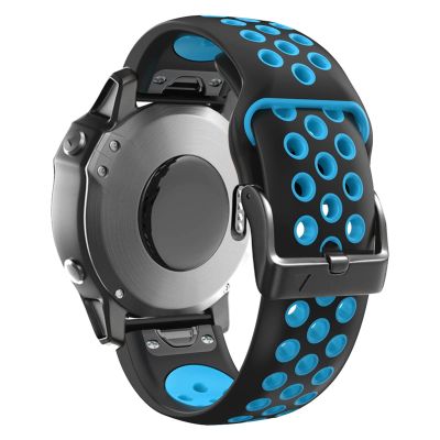 KFAA 26 22MM Watchband Strap for Garmin Fenix 7 7X 6 6X Pro Fenix 5X 5 3 3HR S60 MK1 Watch Quick Release Silicone Easyfit Wrist Band Strap (Color : Black Sky Blue, Size : Forerunner 935 945)
