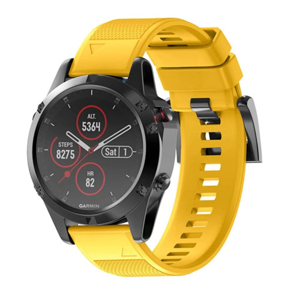 KFAA Silicone 26mm 22mm Quick Release Watchband Wriststrap For Garmin Fenix 7 7X 5X 5 Plus 3 3HR S60 Watch Easyfit Watch Wrist Band (Color : Yellow, Size : 22mm Fenix 5 5Plus)