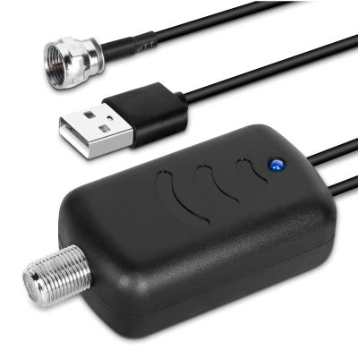 Indoor TV Antenna Amplifier Low Noise Signal Booster for HD TV Indoor Antenna Clears Up Pixelated Low-Strength Channels HD Digital VHF UHF with USB Power Adapter Black