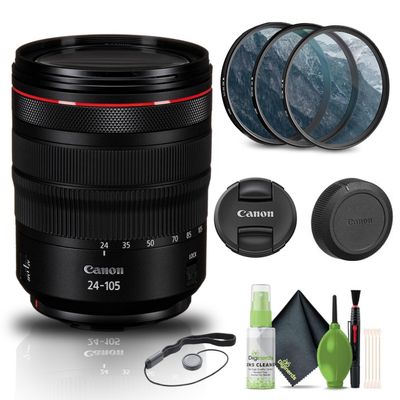 Canon RF 24-105mm f/4L is USM Lens (2963C002) + Filter Kit + Cap Keeper + Cleaning Kit + More (Renewed)