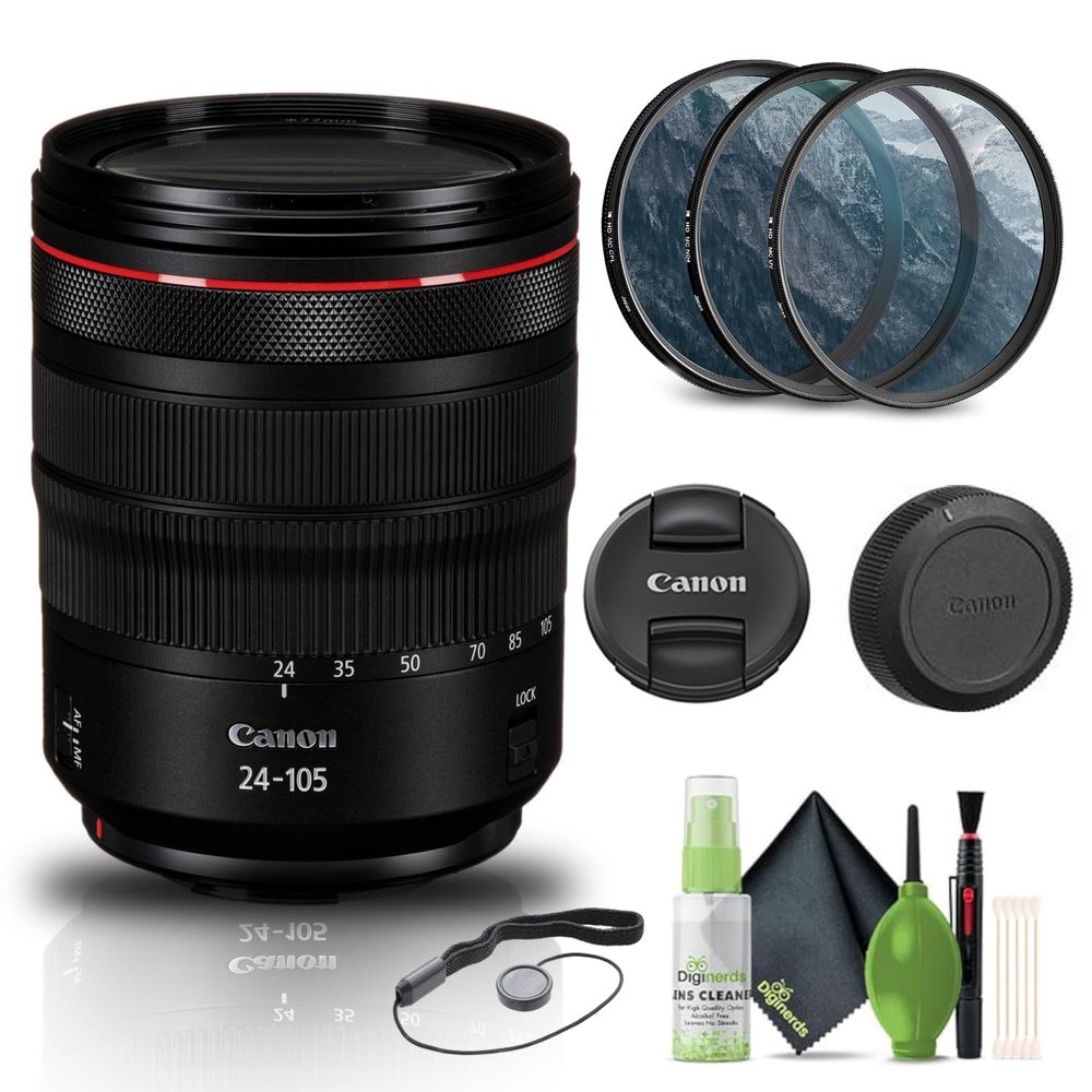 Canon RF 24-105mm f/4L is USM Lens (2963C002) + Filter Kit + Cap Keeper + Cleaning Kit + More (Renewed)