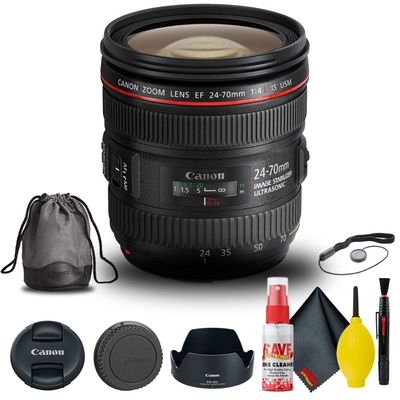 Canon EF 24-70mm f/4L is USM Lens (6313B002) + Filter Kit + Cap Keeper + Cleaning Kit + More (Renewed)
