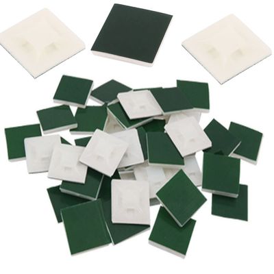 NiftyPlaza 100 pcs Adhesive Cable Zip Tie Mounts, Self Wire Cable Clips Organizer Holders Anchor Wire Tie Base Green (30mm x 30mm, White)