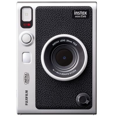 FUJIFILM INSTAX MINI EVO Hybrid Instant Camera | Black Bundle with 3 Fujifilm Instax Mini Instant Film | 60 Exposures + Microfiber Cleaning Cloth (3 Items)