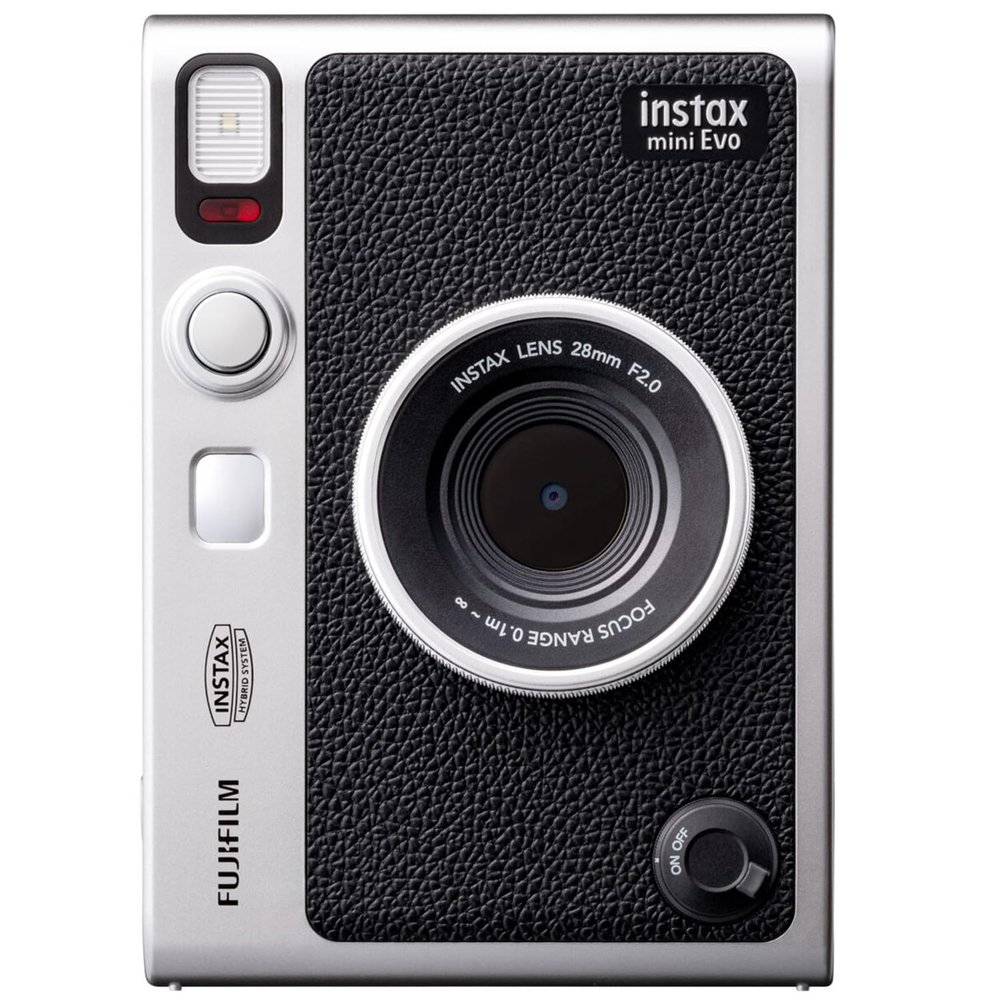 FUJIFILM INSTAX MINI EVO Hybrid Instant Camera | Black Bundle with 3 Fujifilm Instax Mini Instant Film | 60 Exposures + Microfiber Cleaning Cloth (3 Items)