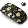 2.4G Wireless Mouse with Cute Pattern Design for All Laptops and Desktops with Nano Receiver - Black White Dandelion Flowers view 1