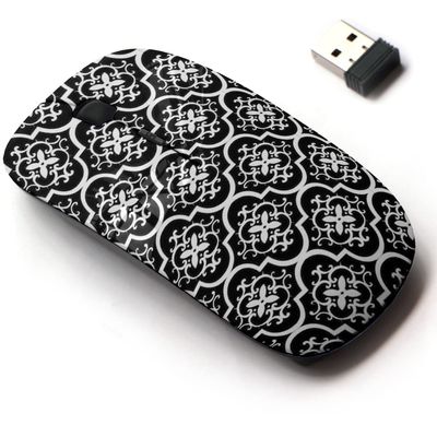 2.4G Wireless Mouse with Cute Pattern Design for All Laptops and Desktops with Nano Receiver - Floral Tile