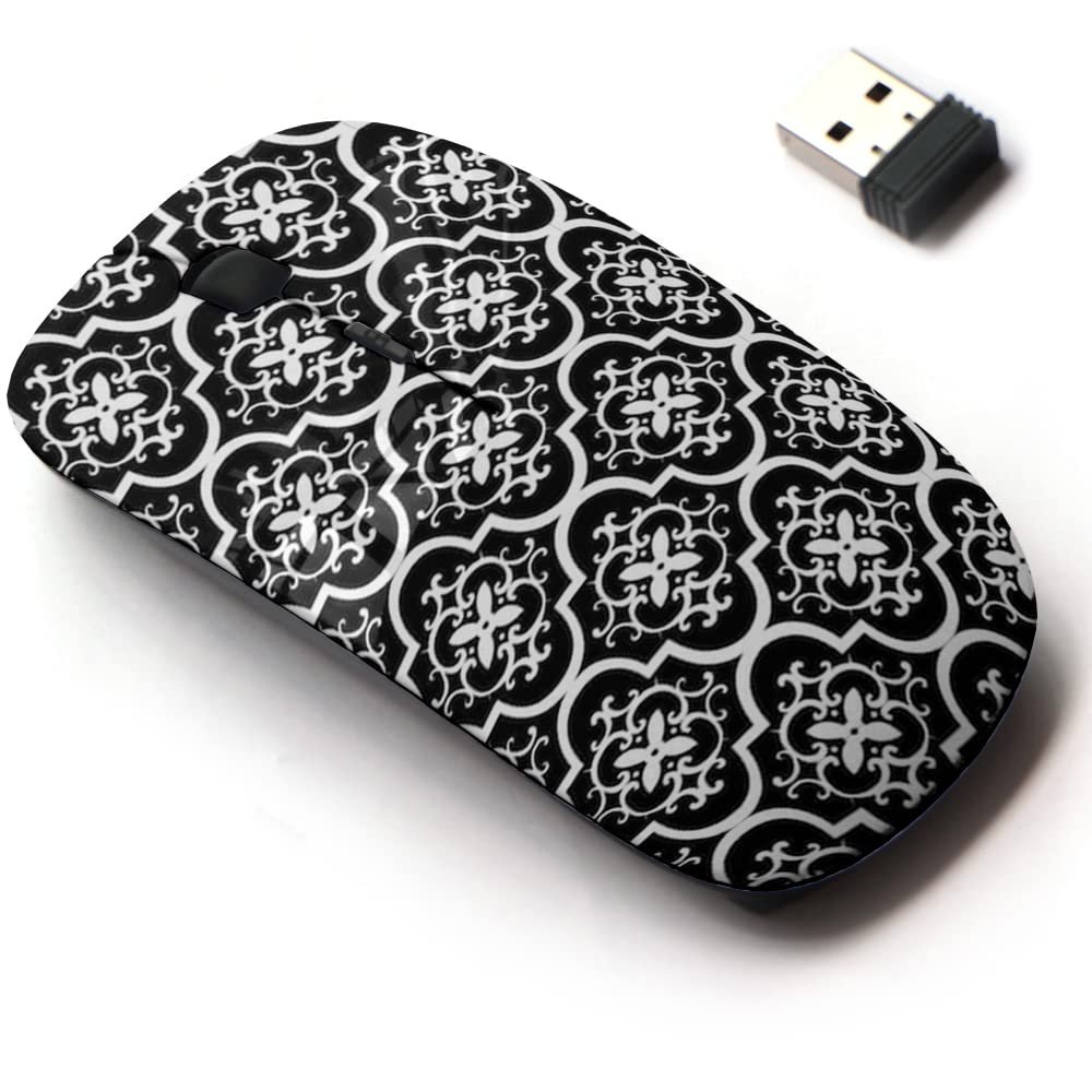 2.4G Wireless Mouse with Cute Pattern Design for All Laptops and Desktops with Nano Receiver - Floral Tile