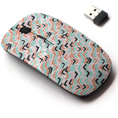 2.4G Wireless Mouse with Cute Pattern Design for All Laptops and Desktops with Nano Receiver - Chevron Colorful
