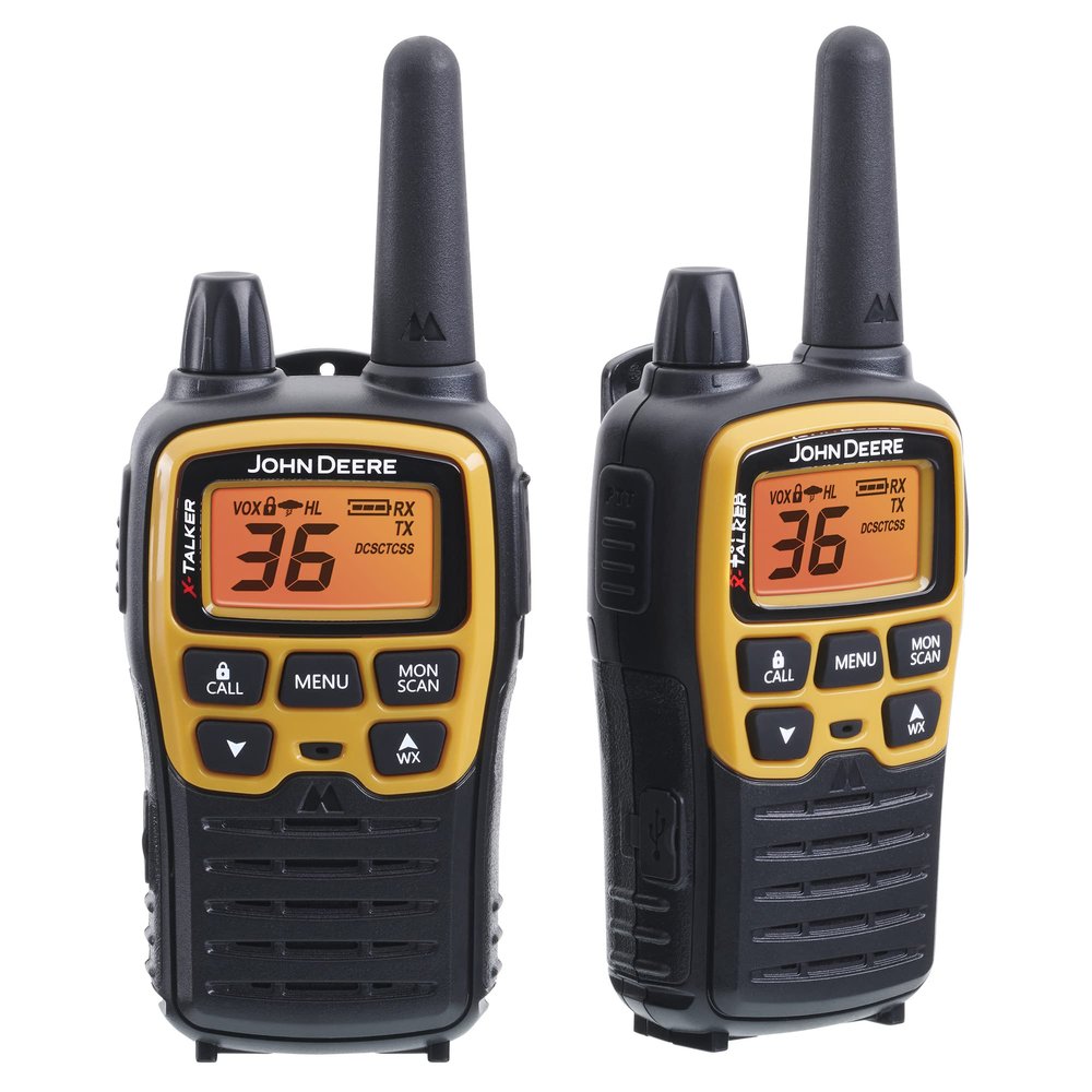 John Deere PMT71VP3CF - X Talker Long Range Walkie Talkie FRS Two Way Radio with NOAA Weather Scan and Alert 36 Channels 121 Privacy Code