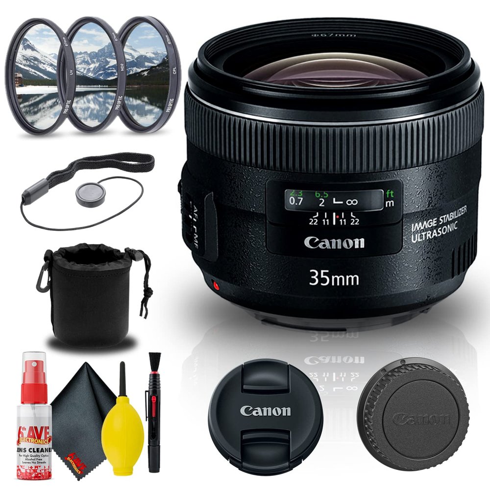 Canon EF 35mm f/2 is USM Lens (5178B002) + Filter Kit + Lens Pouch + Cap Keeper + Cleaning Kit + More (Renewed)