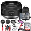 Canon RF 50mm f/1.8 STM Lens (4515C002) + Filter Kit + Backpack + 64GB Card + Card Reader + Flex Tripod + Memory Wallet + Cap Keeper + Cleaning Kit + Hand Strap + More (Renewed) view 1