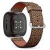 CJBROES Replacement Leather Watch Band, Compatible with Fitbit Versa 3 and Fitbit Sense of Wristband Bracelet Accessory - Antique Tiles Tribal Ornament view 1