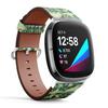 CJBROES Replacement Leather Watch Band, Compatible with Fitbit Versa 3 and Fitbit Sense of Wristband Bracelet Accessory - Branch Oak Tree Leaves view 2