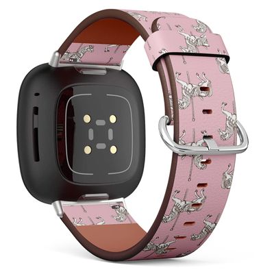 CJBROES Replacement Leather Watch Band, Compatible with Fitbit Versa 3 and Fitbit Sense of Wristband Bracelet Accessory - Carousel Horse