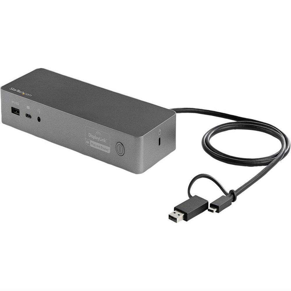 Star Tech.com USB-C & USB-A Dock - Hybrid Universal Laptop Docking Station w/ 100W Power Delivery - Dual Monitor 4K 60Hz HDMI & DisplayPort - Universal Hybrid USB-A USB-C Docking Station for U