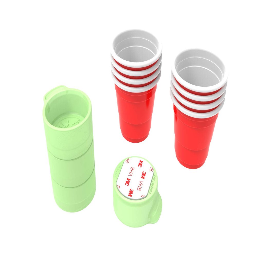 Big Shots Shooter Ski Kit, Peel-and-Stick Adhesive Mounts, No Tools Required, Fits All Standard Size Shot Glasses, 4 Mounts (Glow in The Dark)