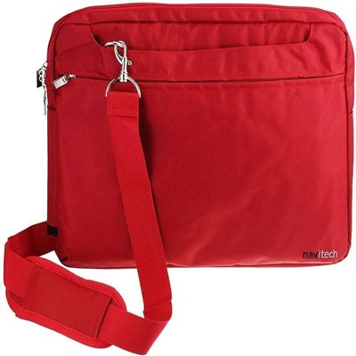 Navitech Red Sleek Water Resistant Travel Bag - Compatible with SUNPIN 10.5" Portable DVD Player