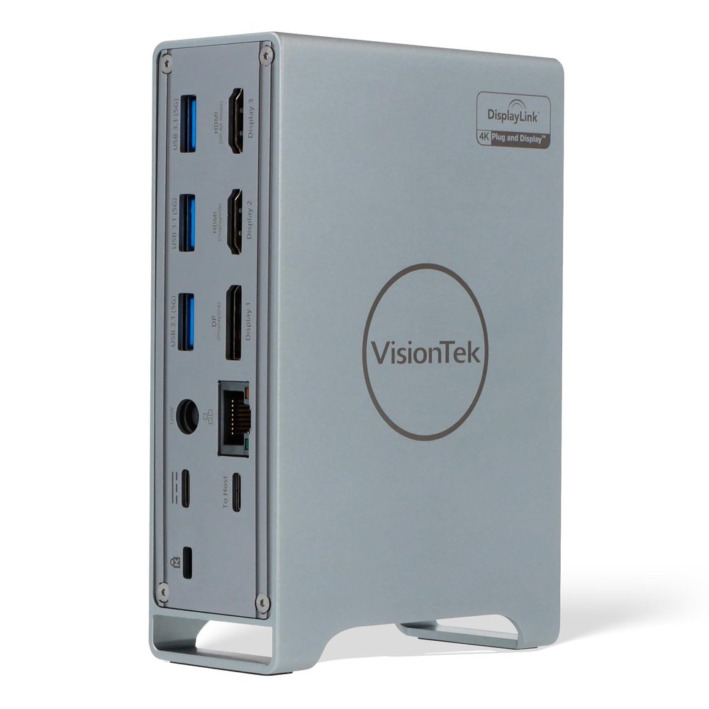 VisionTek VT7100 11in1 Docking Station Triple Monitor 4k x2 HDMI, x1 DisplayPort, 100W PD Port, x4 3.1 USB-A, x2 USB-C, Audio Jack, & Ethernet Compatible with Laptops and PC