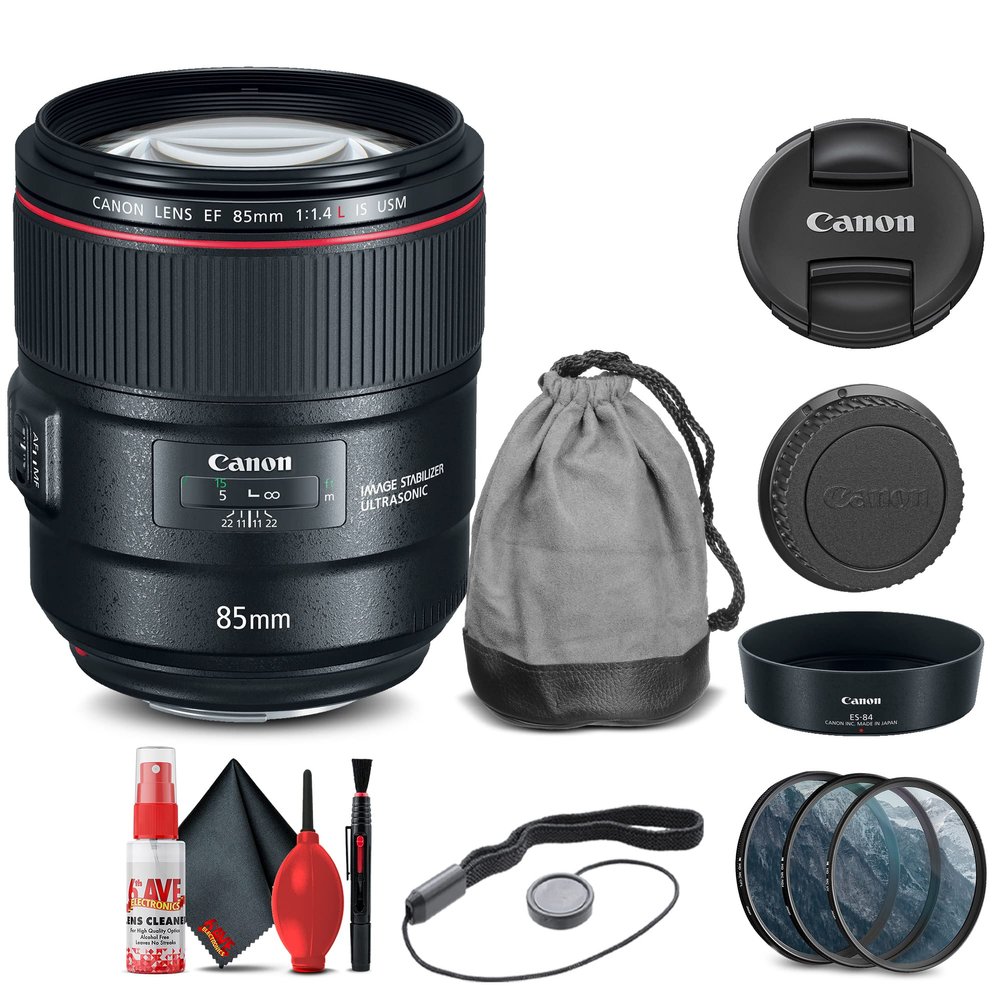 Canon EF 85mm f/1.4L is USM Lens (2271C002) + Filter Kit + Cap Keeper + Cleaning Kit + More (Renewed)