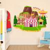 Circus Tent with Ferris Wheel and Roller Coaster with Mountain Background Artwork Creative Design Vinyl Wall Decal - Fun House Hut Playground Art for Nursery and Kid's Room Wall Decoration 28" x 19" view 2