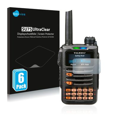Bedifol 6X Savvies Ultra-Clear Screen Protector for Yaesu FT-70DR, accurately Fitting - Simple Assembly - Residue-Free Removal