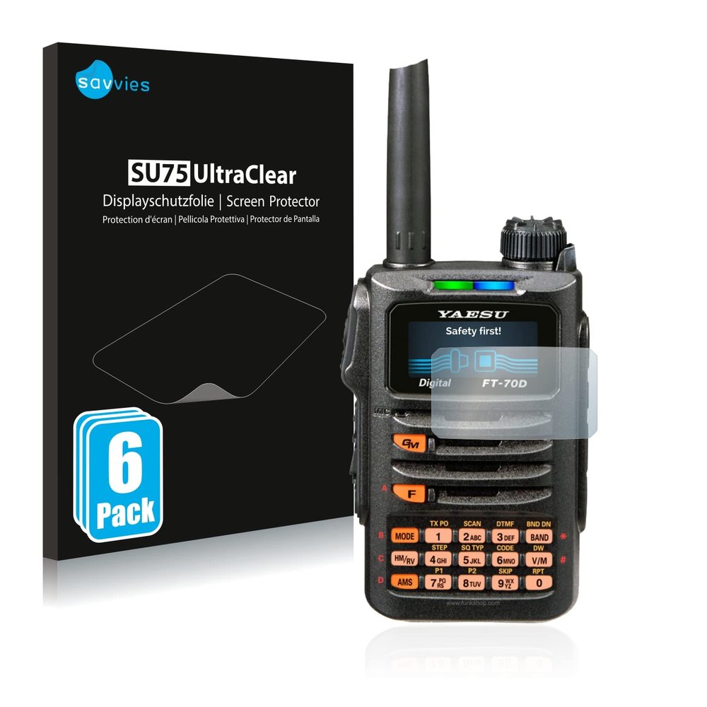 Bedifol 6X Savvies Ultra-Clear Screen Protector for Yaesu FT-70DR, accurately Fitting - Simple Assembly - Residue-Free Removal
