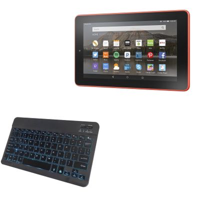 BoxWave Keyboard Compatible with Amazon Fire (5th Gen 2015) - SlimKeys Bluetooth Keyboard - with Backlight, Portable Slim LED 7 Colors - Jet Black