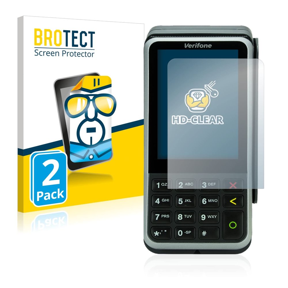 Bedifol 2X BROTECT HD-Clear Screen Protector for Concardis V400m, Crystal-Clear, Hard-Coated, Dirt-Repellent