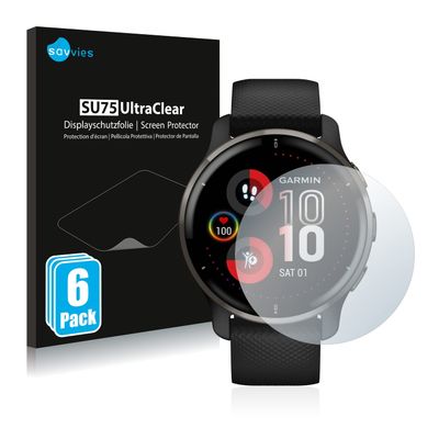 Bedifol 6X Savvies Ultra-Clear Screen Protector for Garmin Venu 2 Plus, accurately Fitting - Simple Assembly - Residue-Free Removal