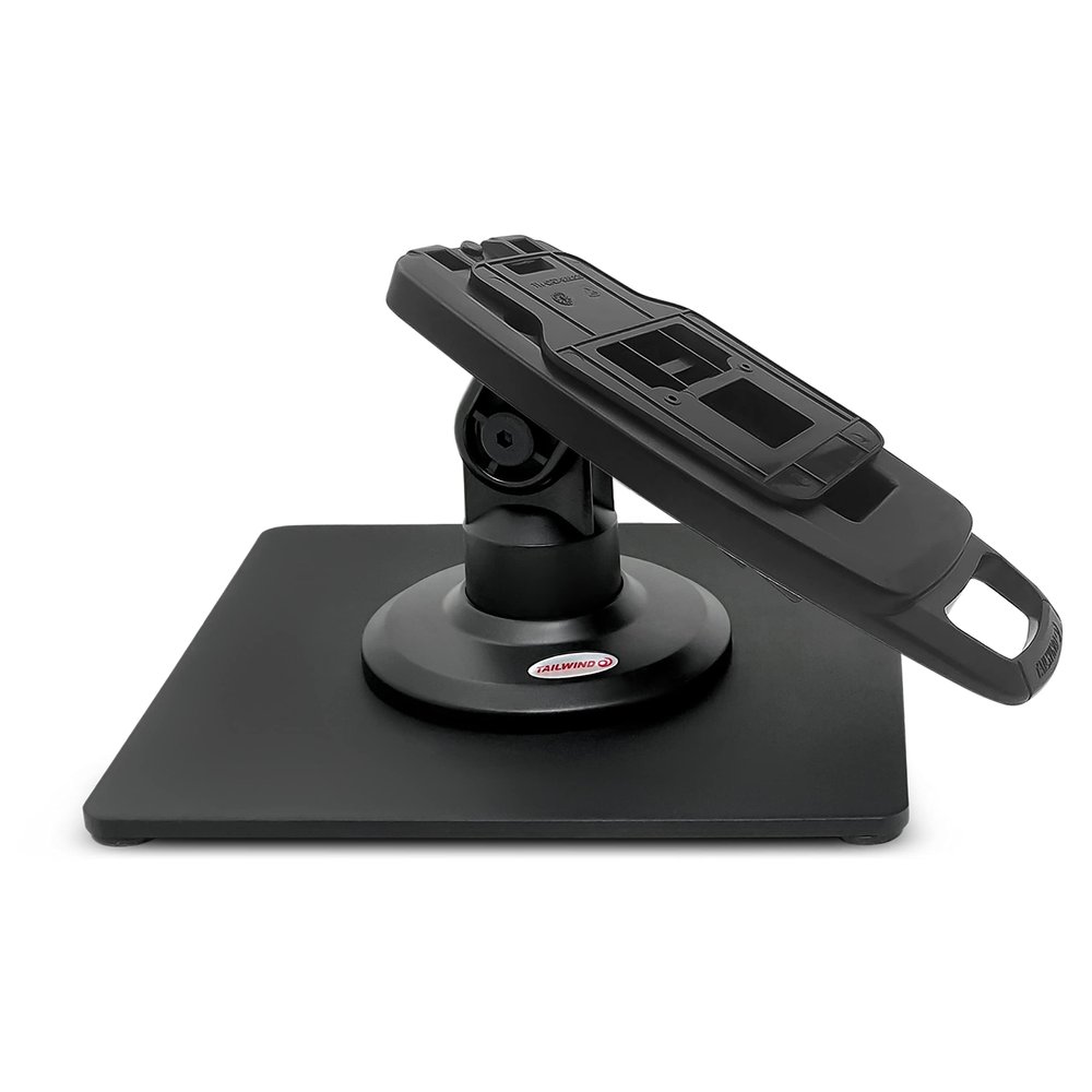 ENS Tailwind Verifone Vx805 3" Latch and Lock Compact Pole Mount PIN Pad Stand with Square Freestanding Mobility Base Plate, Black
