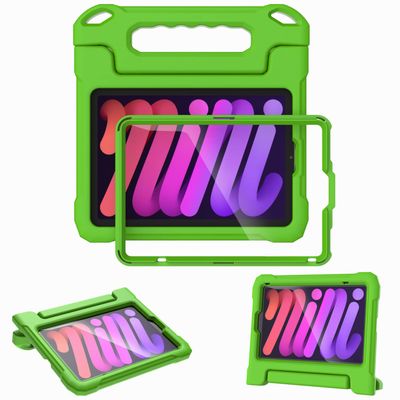 A ADENK Kids Case for iPad mini 7th&6th Generation 8.3-inch 2024/2021 Release, with Built-in Screen Protector, Shockproof Lightweight Handle Stand Case for iPad mini 8.3" Latest Cover (Green)