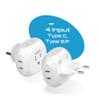 Ceptics Europe Travel Adapter Plug Set Schuko - 4 Input - Ultra Compact - Light Weight Type C, Type E/F - USA to Any Type C E/F Countries Such as Germany, France- 4 Pack (PT-9-9C-4PK),White view 2