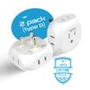 Ceptics India, Pakistan Travel Adapter - 4 Input - Ultra Compact - Light Weight - USA to Any Type D Countries Such as Bangladesh, Maldives and More - 2 Pack (PT-10) view 3