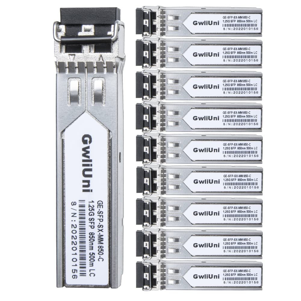 10Pcs 1.25G SFP Multi Mode Fiber Module Network Transceiver, SX MM 850nm 500m, Duplex LC Interface for Switch, Router, Firewall, Network Card, Media Converter etc
