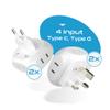 Ceptics Europe Travel Adapter Plug Set Schuko - 4 Input - Ultra Compact - Light Weight Type C, Type G - USA to Any Type C, G Countries UK, Ireland, Germany, France - 4 Pack (PT-9C-7-4PK),White view 2