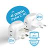 Ceptics Europe Travel Adapter Plug Set Schuko - 4 Input - Ultra Compact - Light Weight Type C, Type G - USA to Any Type C, G Countries UK, Ireland, Germany, France - 4 Pack (PT-9C-7-4PK),White view 3