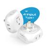 Ceptics Australia, New Zealand, China Travel Plug Adapter by - 4 Input - USA to Any Type I Countries Such as New Zealand, Argentina and More - 4 Pack (PT-16), White (PT-16-4PK) view 2