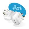 Ceptics US to UK Plug Adapter UK, Ireland Power Adapter Charger 4 Input - Ultra Compact - Light Weight - USA to Any Type G Countries Such as Hong Kong, England and More - 2 Pack (PT-7), White view 2
