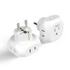 Ceptics European Schuko Travel Plug Adapter Germany France Adapter Charger 4 Input - USA to Any Type E/F Countries Such as Germany, France and More - 2 Pack (PT-9), White view 1
